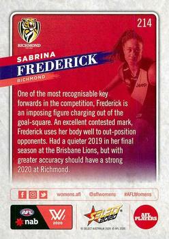 2020 Select Footy Stars #214 Sabrina Frederick Back